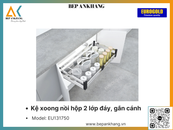 Kệ xoong nồi 2 lớp đáy Eurogold EU131750 - 750mm - Inox hộp